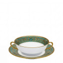 Чаша суповая с блюдцем 16см коллекции Matignon Bleu Piscine Or бренда Haviland