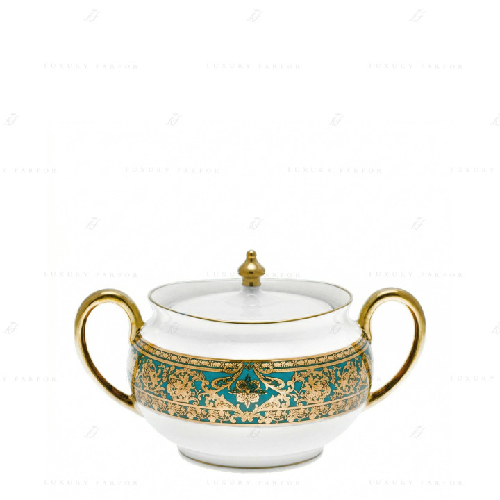 Сахарница 0,28л коллекции Matignon Bleu Piscine Or бренда Haviland