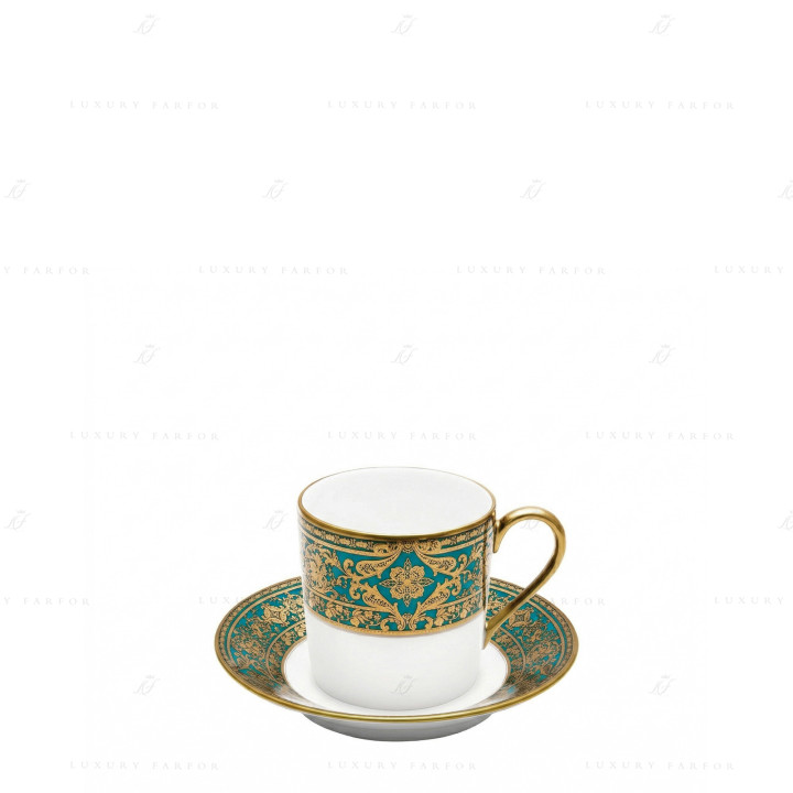 Чашка кофейная с блюдцем 0,075л коллекции Matignon Bleu Piscine Or бренда Haviland