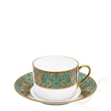 Чашка чайная с блюдцем 0,14л коллекции Matignon Bleu Piscine Or бренда Haviland