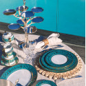 Тарелка закусочная 22см коллекции Matignon Bleu Piscine Or бренда Haviland