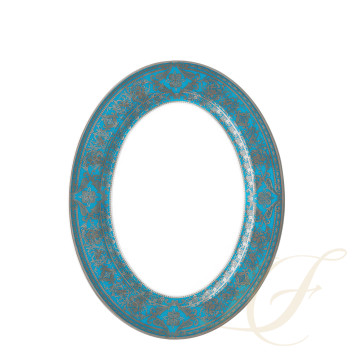 Блюдо овальное 34,5см коллекции Matignon Bleu Piscine Platin бренда Haviland