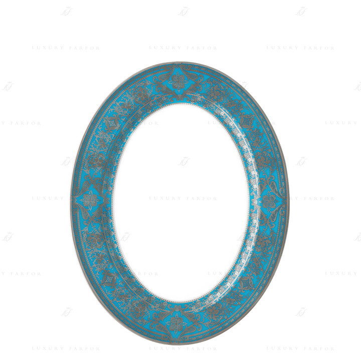 Блюдо овальное 34,5см коллекции Matignon Bleu Piscine Platin бренда Haviland