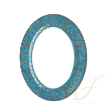 Блюдо овальное 40см коллекции Matignon Bleu Piscine Platin бренда Haviland
