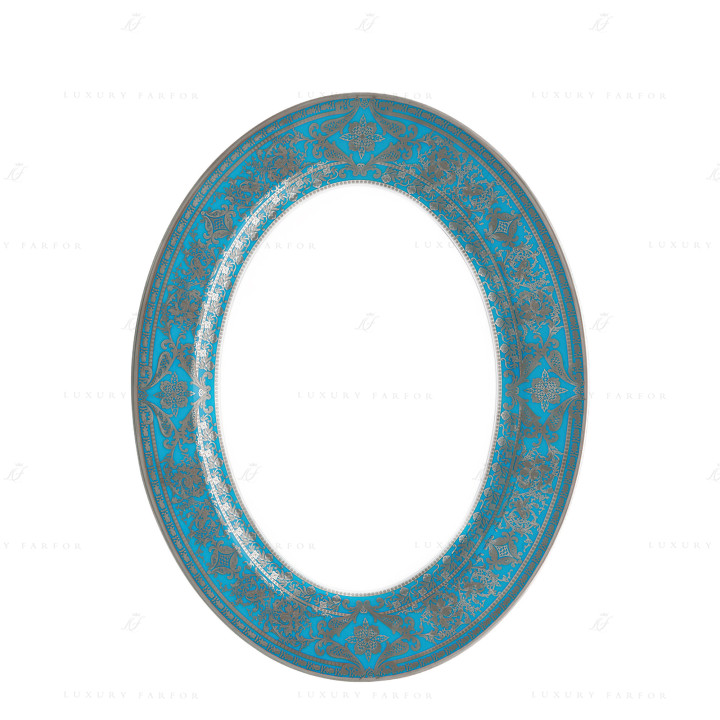 Блюдо овальное 40см коллекции Matignon Bleu Piscine Platin бренда Haviland