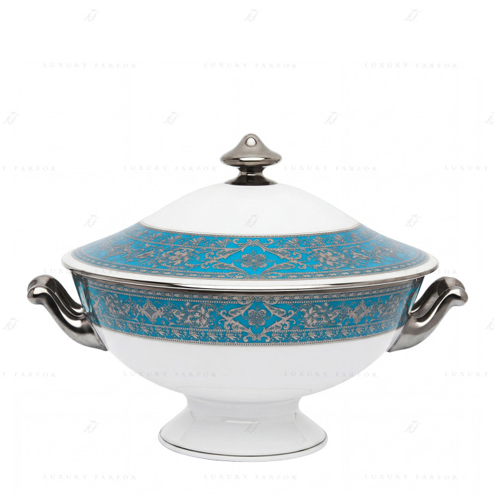 Супница 2л коллекции Matignon Bleu Piscine Platin бренда Haviland
