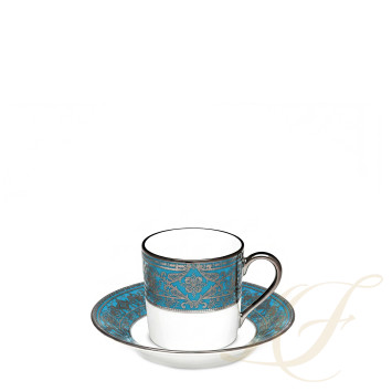 Чашка кофейная с блюдцем 0,075л коллекции Matignon Bleu Piscine Platin бренда Haviland