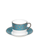 Чашка чайная с блюдцем 0,14л коллекции Matignon Bleu Piscine Platin бренда Haviland