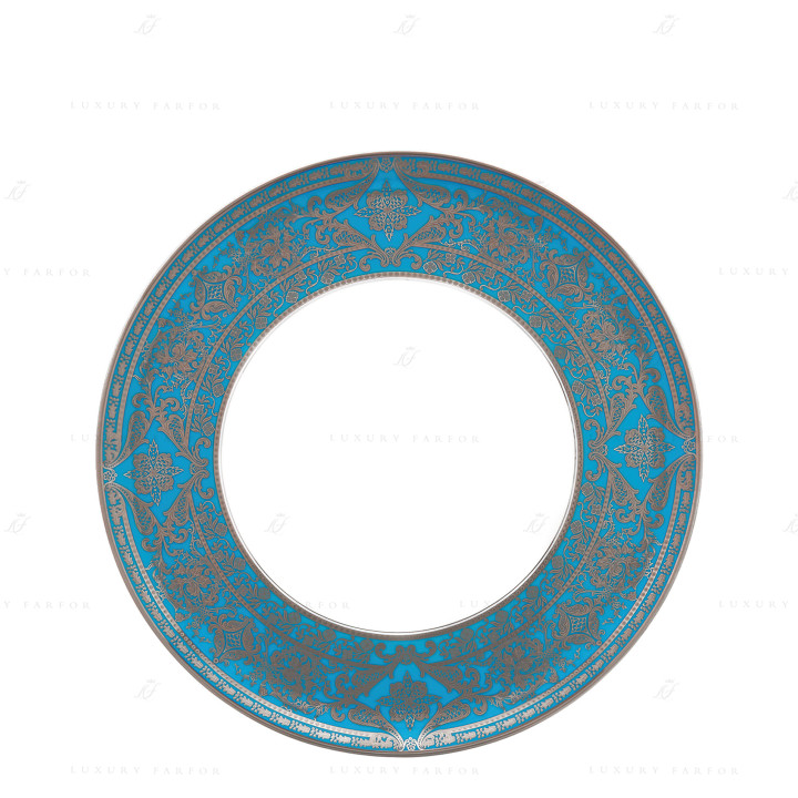 Тарелка тортовая 31,5см коллекции Matignon Bleu Piscine Platin бренда Haviland