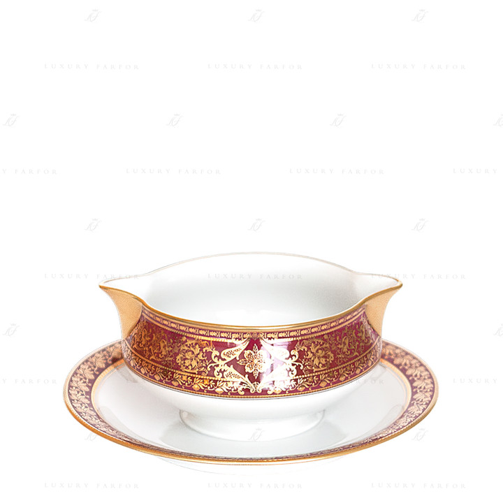 Соусник с подставкой 0,3л коллекции Matignon Cerise Or бренда Haviland