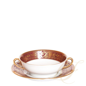 Чаша суповая с блюдцем 16см коллекции Matignon Cerise Or бренда Haviland