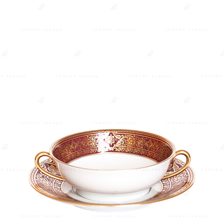 Чаша суповая с блюдцем 16см коллекции Matignon Cerise Or бренда Haviland