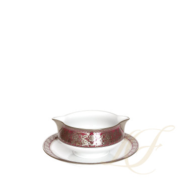 Соусник с подставкой 0,3л коллекции Matignon Cerise Platin бренда Haviland