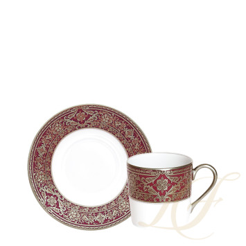 Чашка кофейная с блюдцем 0,075л коллекции Matignon Cerise Platin бренда Haviland