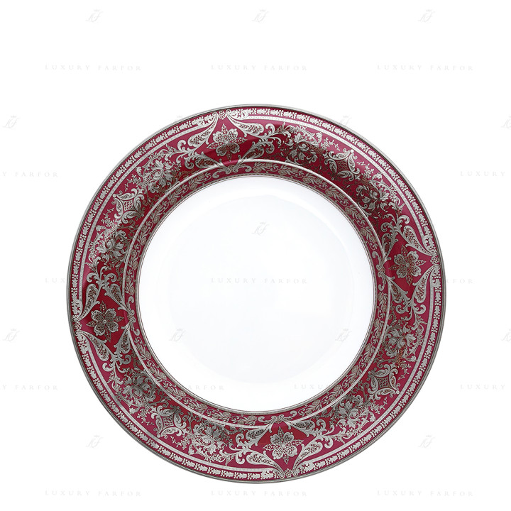 Тарелка глубокая 31,5см коллекции Matignon Cerise Platin бренда Haviland