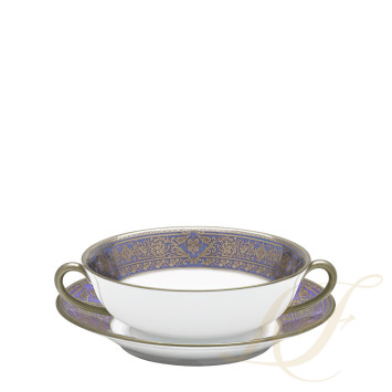 Чаша суповая с блюдцем 16см коллекции Matignon Lavande Platin бренда Haviland