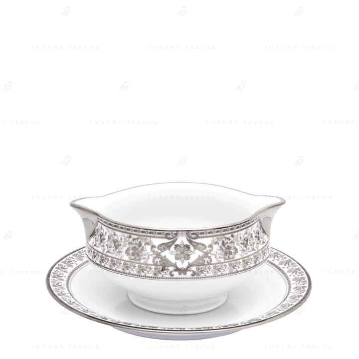 Соусник с подставкой 0,3л коллекции Matignon Platin бренда Haviland