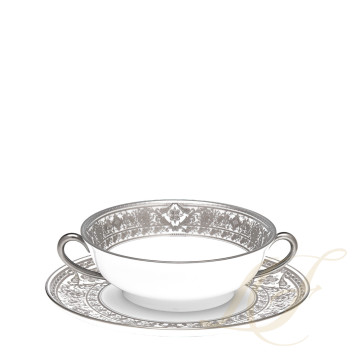 Чаша суповая с блюдцем 16см коллекции Matignon Platin бренда Haviland
