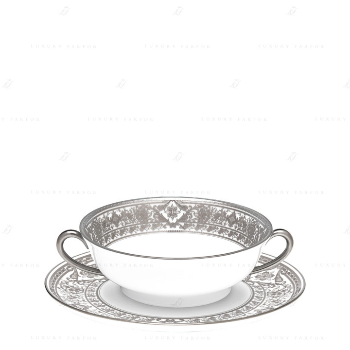 Чаша суповая с блюдцем 16см коллекции Matignon Platin бренда Haviland