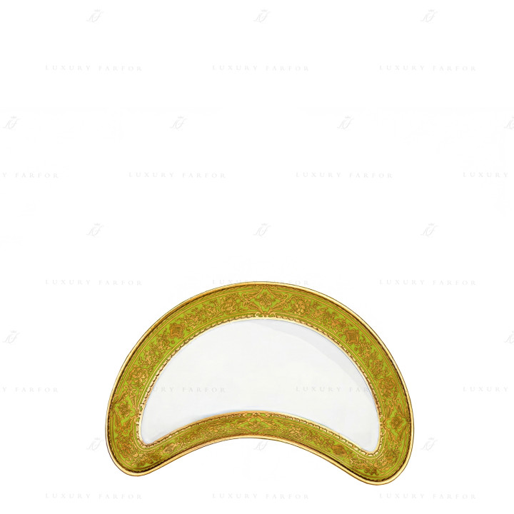 Тарелка закусочная полумесяц 20см коллекции Matignon Vert Pomme Or бренда Haviland
