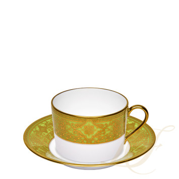 Чашка чайная с блюдцем 0,14л коллекции Matignon Vert Pomme Or бренда Haviland