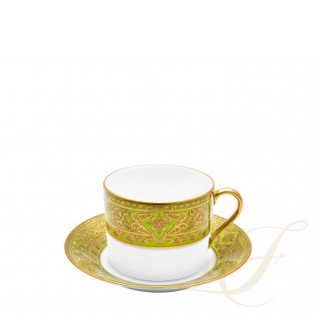 Чашка для завтрака с блюдцем 0,3л коллекции Matignon Vert Pomme Or бренда Haviland