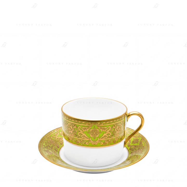 Чашка для завтрака с блюдцем 0,3л коллекции Matignon Vert Pomme Or бренда Haviland