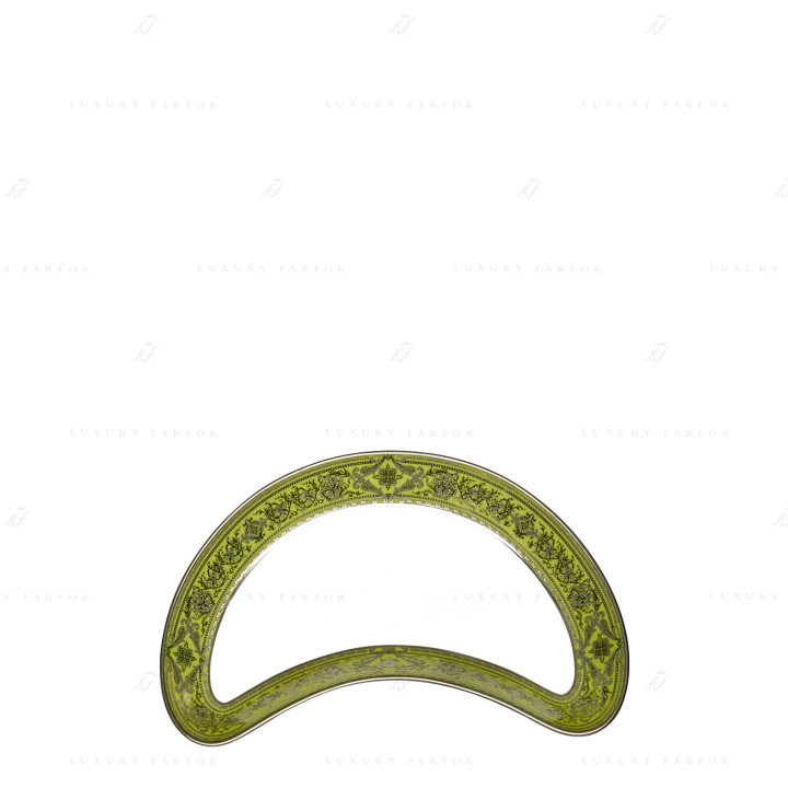 Тарелка закусочная полумесяц 20см коллекции Matignon Vert Pomme Platin бренда Haviland