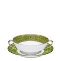 Чаша суповая с блюдцем 16см коллекции Matignon Vert Pomme Platin бренда Haviland