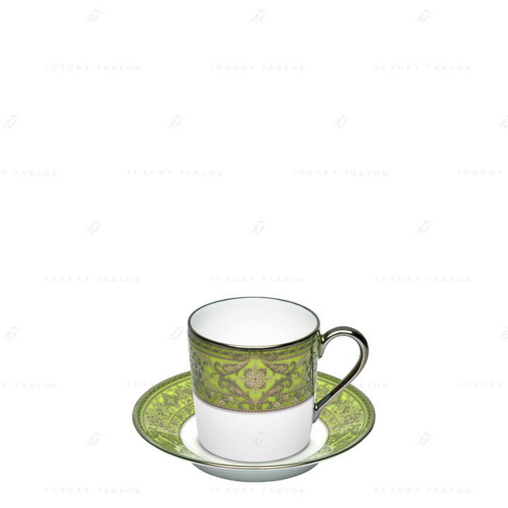 Чашка кофейная с блюдцем 0,075л коллекции Matignon Vert Pomme Platin бренда Haviland
