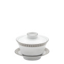 Чашка чайная с блюдцем и крышкой 0,13л коллекции Plumes Platin бренда Haviland