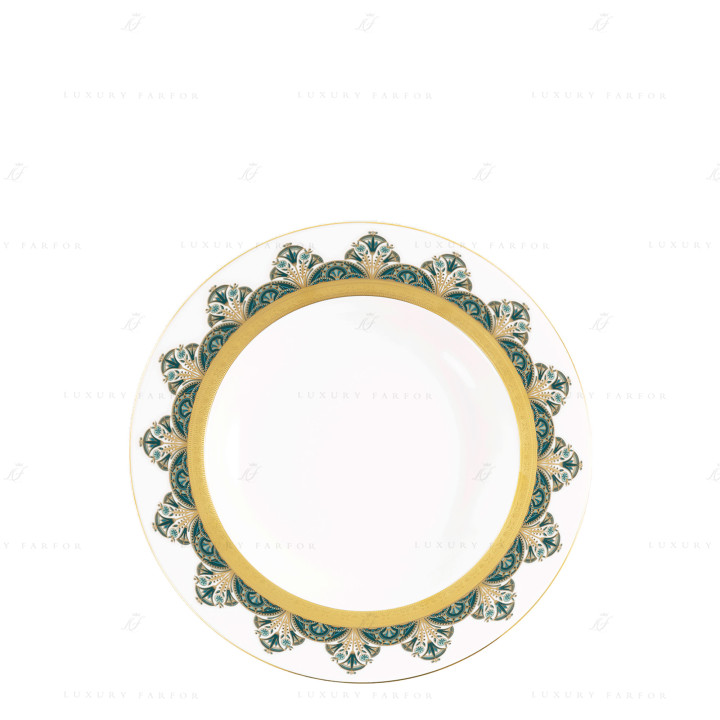 Тарелка суповая 23,5см коллекции Reves Du Nil Vert Or бренда Haviland