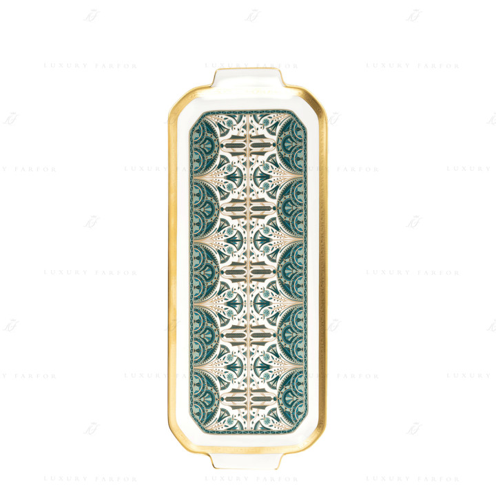 Блюдо для пирога 39х15,5см коллекции Reves Du Nil Vert Or бренда Haviland