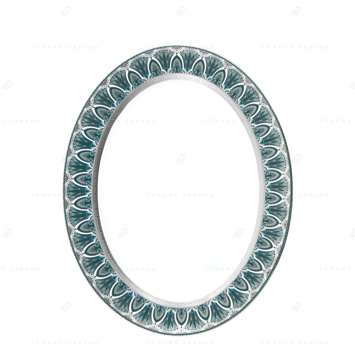 Блюдо овальное 40см коллекции Reves Du Nil Vert Platin бренда Haviland