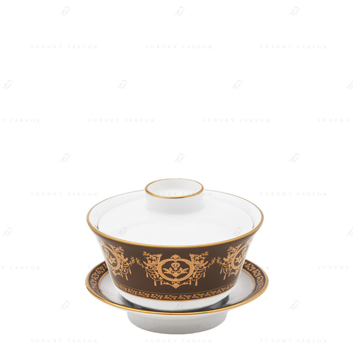 Чашка чайная с блюдцем и крышкой 0,13л коллекции Ritz Imperial Bronze бренда Haviland