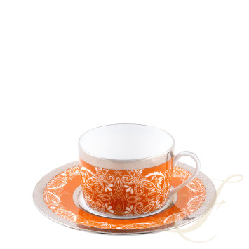 Чашка чайная с блюдцем 0,14л коллекции Romane Orange бренда Haviland