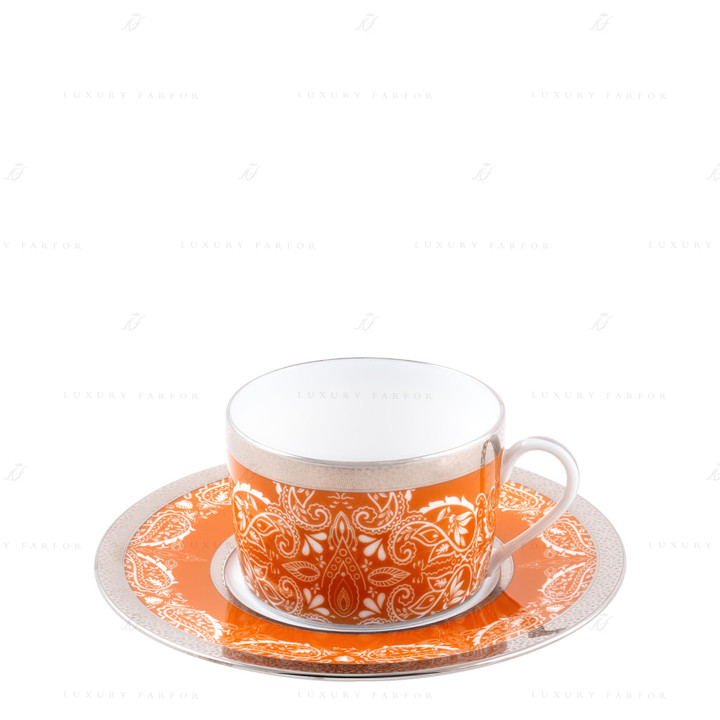 Чашка чайная с блюдцем 0,14л коллекции Romane Orange бренда Haviland