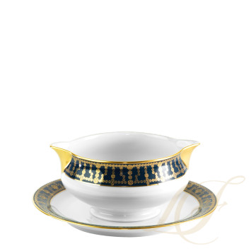 Соусник с подставкой 0,3л коллекции Tiara Bleu de Prusse Or бренда Haviland