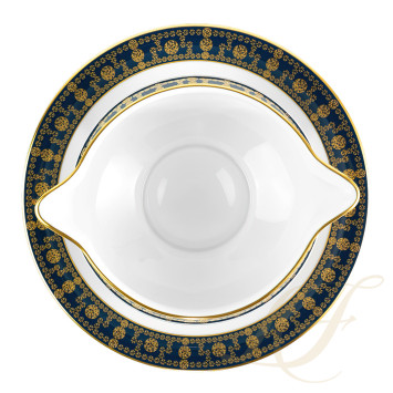 Соусник с подставкой 0,3л коллекции Tiara Bleu de Prusse Or бренда Haviland