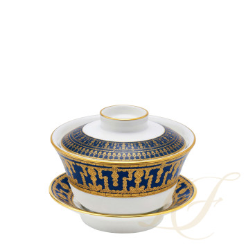 Чашка чайная с блюдцем и крышкой 0,13л коллекции Tiara Bleu de Prusse Or бренда Haviland