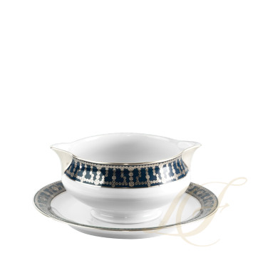 Соусник с подставкой 0,3л коллекции Tiara Bleu de Prusse Platin бренда Haviland