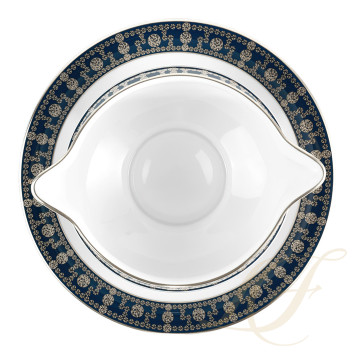 Соусник с подставкой 0,3л коллекции Tiara Bleu de Prusse Platin бренда Haviland