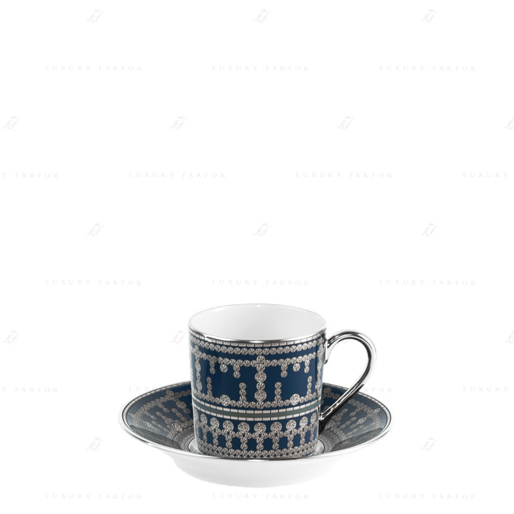 Чашка кофейная с блюдцем 0,075л коллекции Tiara Bleu de Prusse Platin бренда Haviland