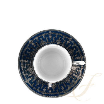 Чашка кофейная с блюдцем 0,075л коллекции Tiara Bleu de Prusse Platin бренда Haviland