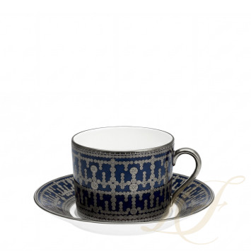 Чашка для завтрака с блюдцем 0,3л коллекции Tiara Bleu de Prusse Platin бренда Haviland