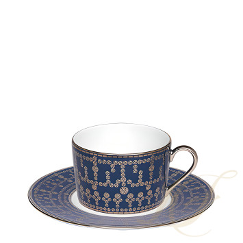 Чашка чайная с блюдцем 0,14л коллекции Tiara Bleu de Prusse Platin бренда Haviland