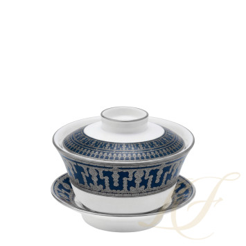 Чашка чайная с блюдцем и крышкой 0,13л коллекции Tiara Bleu de Prusse Platin бренда Haviland