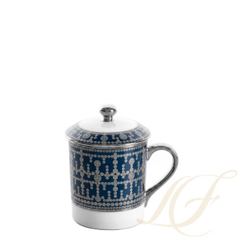 Кружка с крышкой 0,27л коллекции Tiara Bleu de Prusse Platin бренда Haviland