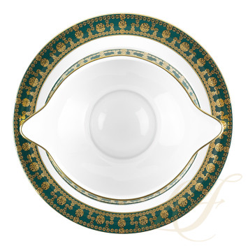 Соусник с подставкой 0,3л коллекции Tiara Bleu Paon Or бренда Haviland