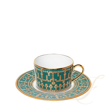 Чашка чайная с блюдцем 0,14л коллекции Tiara Bleu Paon Or бренда Haviland